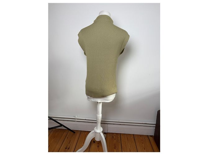 Vintage Loewe Ärmelloser Rollkragenpullover Light Olive M - Ansicht 3
