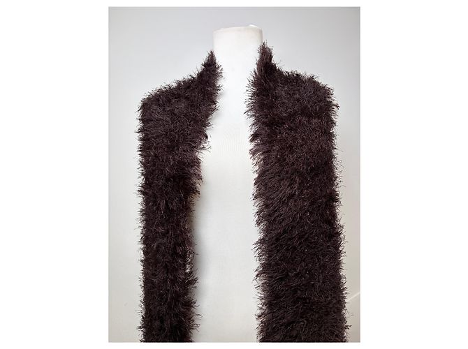 Sciarpa lunga Vintage Issey Miyake marrone scuro - vista 11