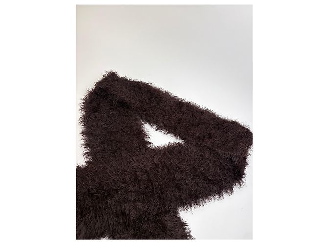 Sciarpa lunga Vintage Issey Miyake marrone scuro - vista 6