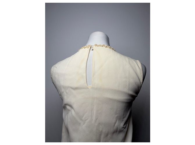 Vintage Miu Miu Perlen-Strukturkleid Cream Black S - Ansicht 15