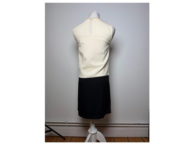 Vintage Miu Miu Perlen-Strukturkleid Cream Black S - Ansicht 3