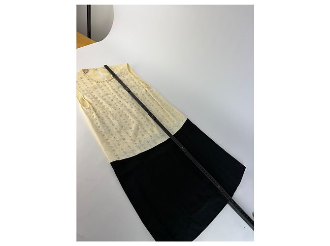 Vintage Miu Miu Perlen-Strukturkleid Cream Black S - Ansicht 7