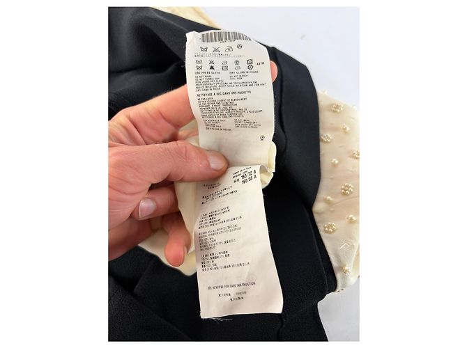 Vintage Miu Miu Perlen-Strukturkleid Cream Black S - Ansicht 9