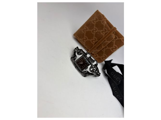 Orologio bracciale Vintage Gucci Signora in acciaio inossidabile primi anni 2000 Nero Argento - vista 12