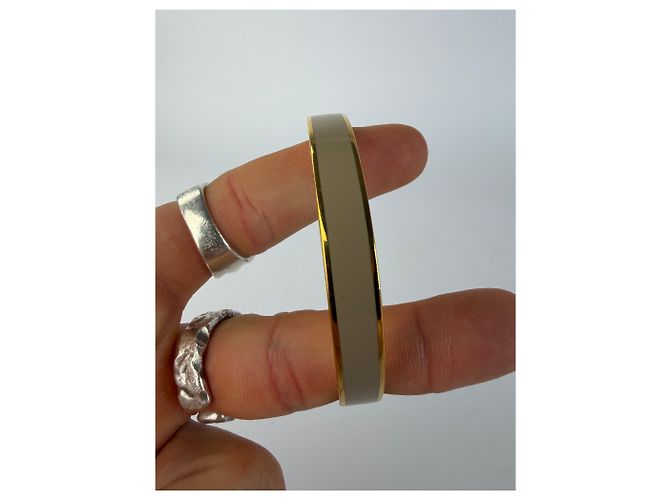 Bangles Vintage Chloé con Intarsio in Smalto Gold Taupe - vista 6