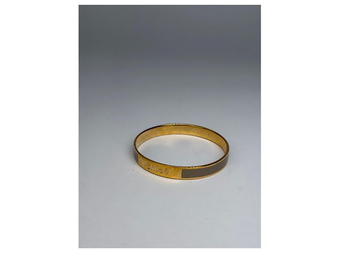 Bangles Vintage Chloé con Intarsio in Smalto Gold Taupe - vista 8