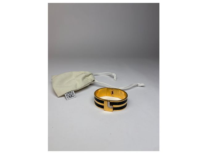 Bracciale Cuff Vintage Loewe Nero Verde Oro c. Fine anni '90 - vista 7