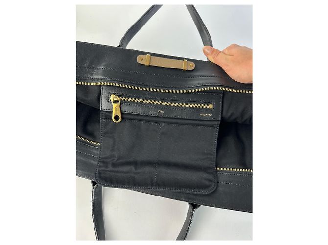 Vintage Chloé Strukturierte Handtasche Schwarz Beige - Ansicht 10
