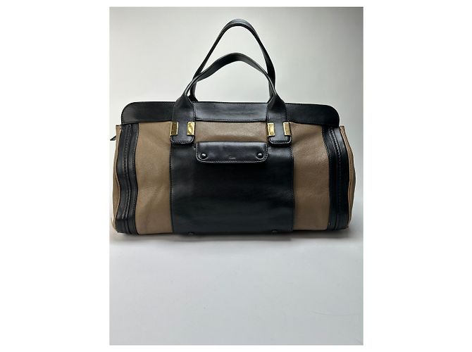 Vintage Chloé Strukturierte Handtasche Schwarz Beige - Ansicht 14