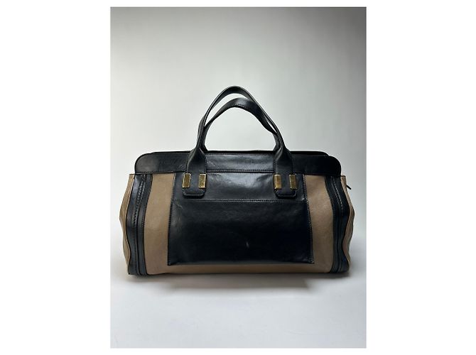 Vintage Chloé Strukturierte Handtasche Schwarz Beige - Ansicht 2