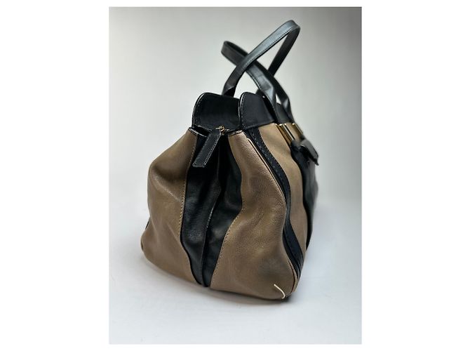 Vintage Chloé Strukturierte Handtasche Schwarz Beige - Ansicht 3