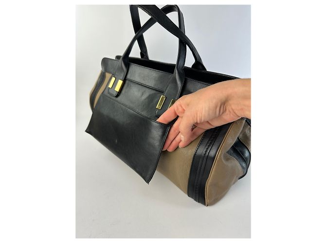 Vintage Chloé Strukturierte Handtasche Schwarz Beige - Ansicht 4