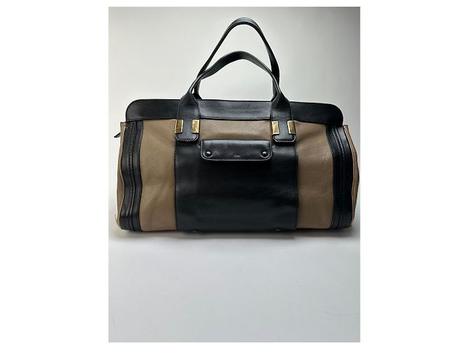 Vintage Chloé Strukturierte Handtasche Schwarz Beige - Ansicht 5