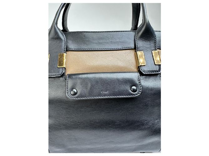 Vintage Chloé Strukturierte Handtasche Schwarz Beige - Ansicht 6