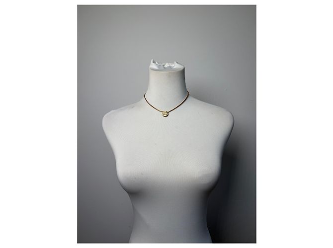 Collana Vintage Givenchy Logo GG Geometrico Fine anni 1970s Gold - vista 10