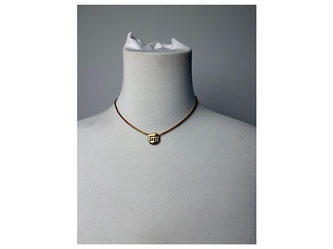 Collana Vintage Givenchy Logo GG Geometrico Fine anni 1970s Gold - vista 2