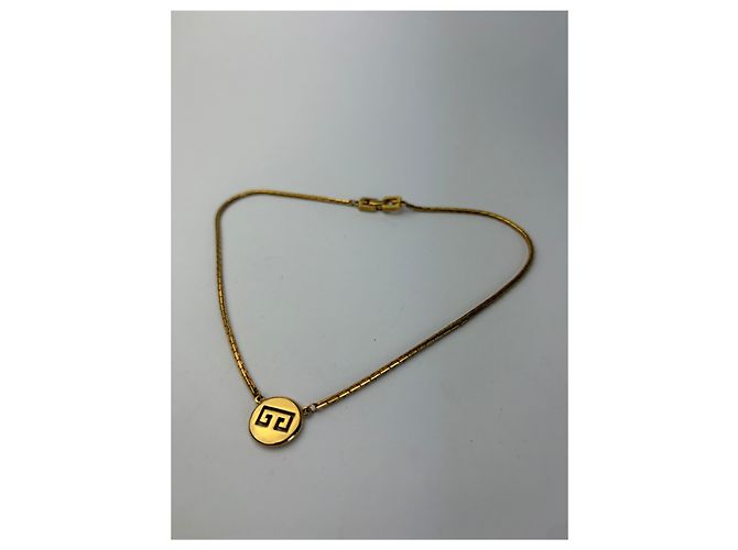 Collana Vintage Givenchy Logo GG Geometrico Fine anni 1970s Gold - vista 5