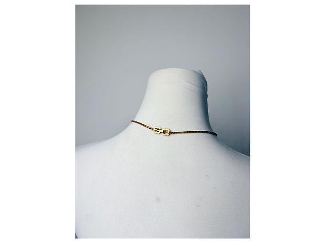Collana Vintage Givenchy Logo GG Geometrico Fine anni 1970s Gold - vista 6