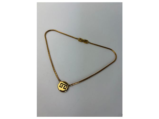 Collana Vintage Givenchy Logo GG Geometrico Fine anni 1970s Gold - vista 7