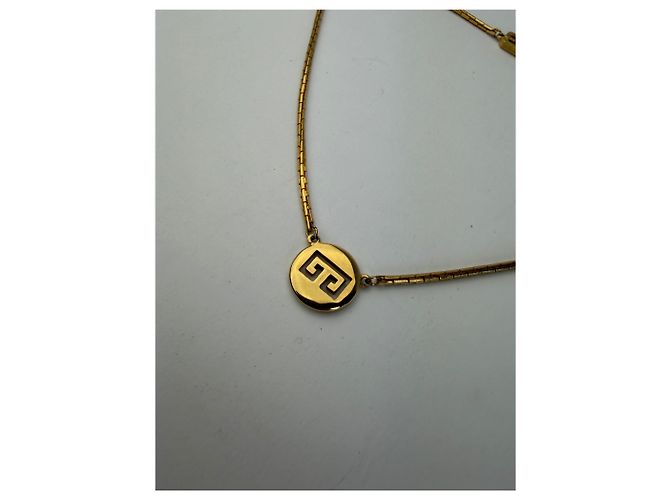 Collana Vintage Givenchy Logo GG Geometrico Fine anni 1970s Gold - vista 9
