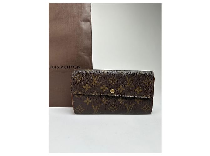 Vintage Louis Vuitton Monogram Canvas Bifold Wallet Brown Gold - Ansicht 13