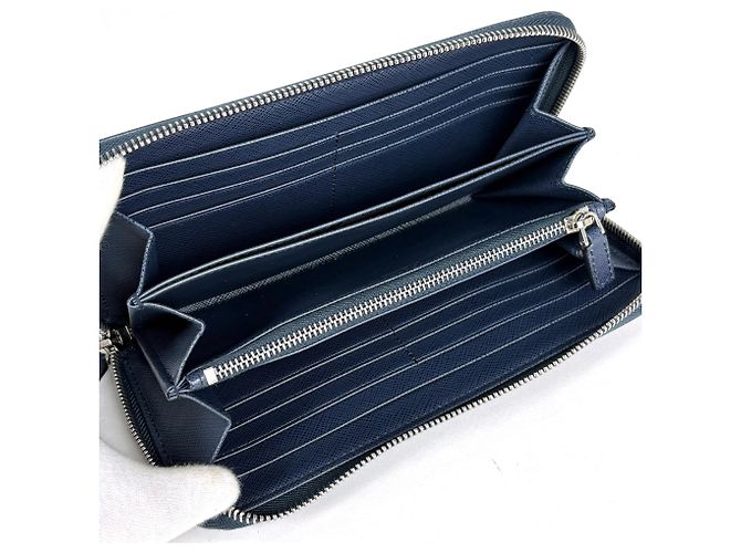 Portafoglio lungo Prada in pelle Saffiano, Navy - vista 6