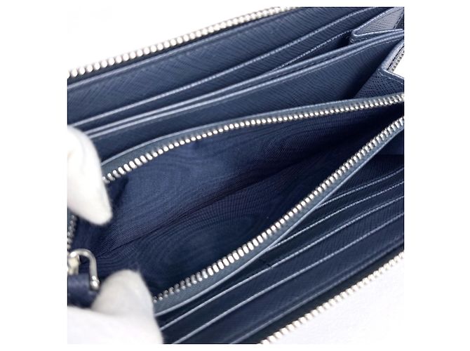 Portafoglio lungo Prada in pelle Saffiano, Navy - vista 7