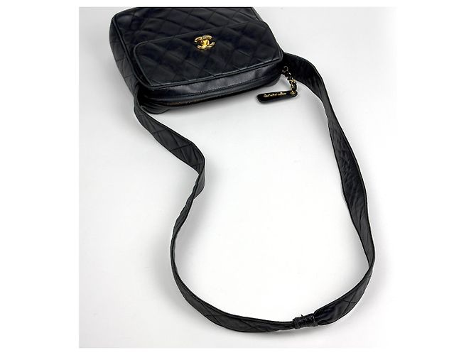 Borsa a tracolla Chanel in pelle nera - vista 10