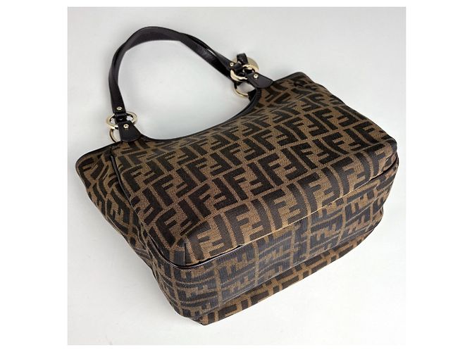 Fendi Shopper-Bag aus braunem Canvas und Leder - Ansicht 2