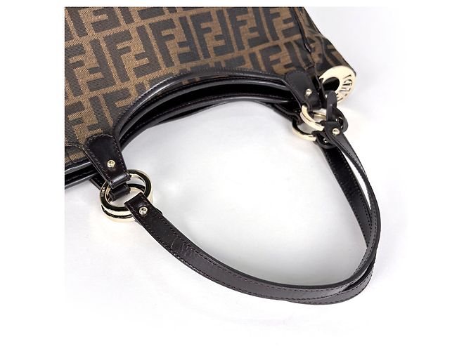 Fendi Shopper-Bag aus braunem Canvas und Leder - Ansicht 6