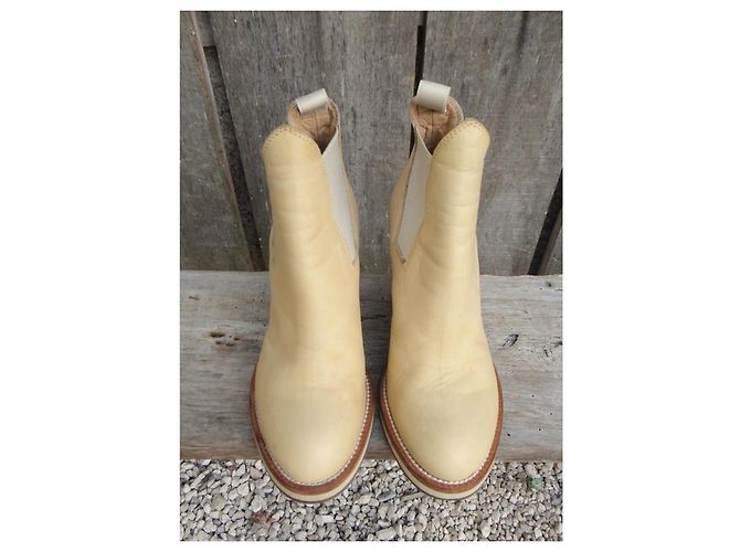 Acne Studios Botines Star de cuero beige con tacón - vista 4