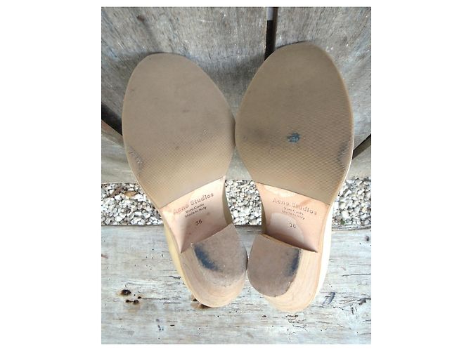 Acne Studios Botines Star de cuero beige con tacón - vista 6