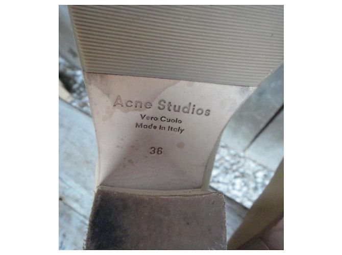 Acne Studios Botines Star de cuero beige con tacón - vista 7