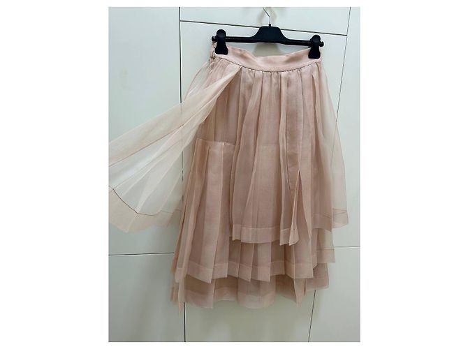 Falda plisada de seda Christian Dior Blush Pink Sz.40 de segunda mano - vista 3