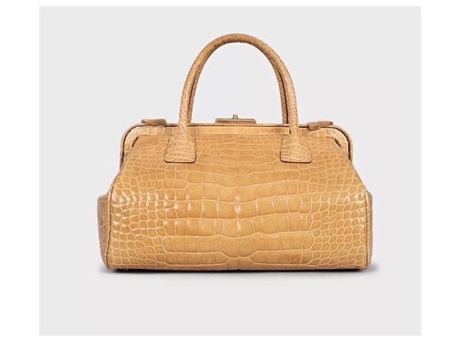 Borsa a mano Prada in pelle beige con stampa animalier usata - vista 3