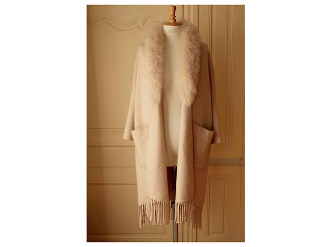 Gerard Darel Gérard Darel Cappotto in Cashmere Beige con Collo in Pelliccia di Volpe - vista 2