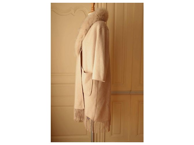 Gerard Darel Gérard Darel Cappotto in Cashmere Beige con Collo in Pelliccia di Volpe - vista 5