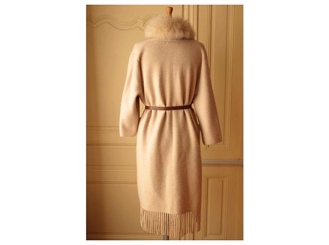 Gerard Darel Gérard Darel Cappotto in Cashmere Beige con Collo in Pelliccia di Volpe - vista 6
