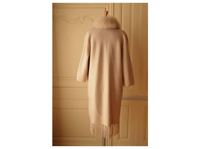 Gerard Darel Gérard Darel Cappotto in Cashmere Beige con Collo in Pelliccia di Volpe - vista 7