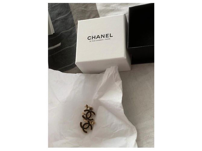 Chanel Orecchini CC in metallo dorato e nero - vista 7