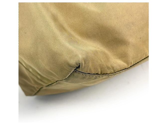Borsa a tracolla Prada in nylon e pelle beige - vista 3