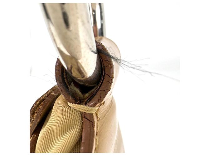 Borsa a tracolla Prada in nylon e pelle beige - vista 4