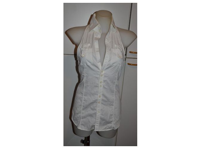 Dsquared2 White Cotton V-Neck Halter Shirt - view 2