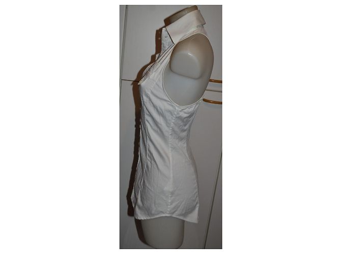 Dsquared2 White Cotton V-Neck Halter Shirt - view 3