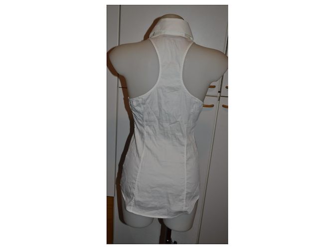 Dsquared2 White Cotton V-Neck Halter Shirt - view 4