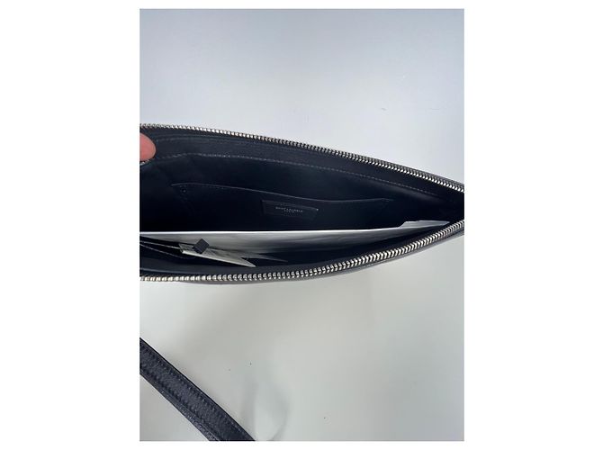 Saint Laurent Pouch Rive Gauche in paglia e pelle - vista 7