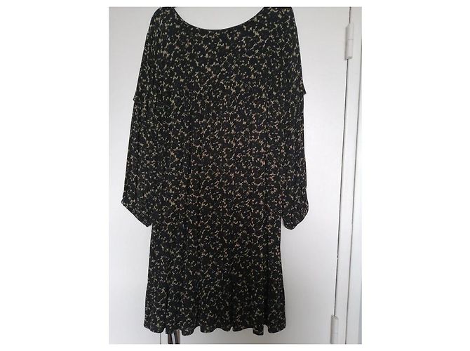 Ba&sh Vestido estampado em viscose azul e bege - vista 2