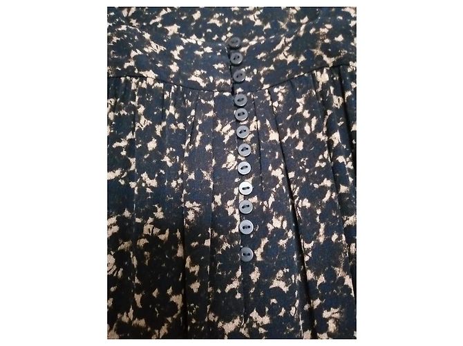 Ba&sh Vestido estampado em viscose azul e bege - vista 3
