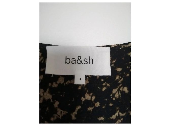 Ba&sh Vestido estampado em viscose azul e bege - vista 4