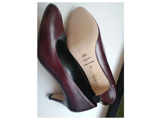 JONAK Décolleté in pelle bordeaux - vista 6